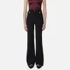 Pantalone palazzo in crêpe stretch con rivetto logo