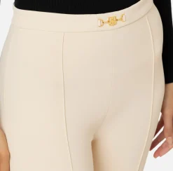 Pantalone palazzo in crêpe stretch con morsetto