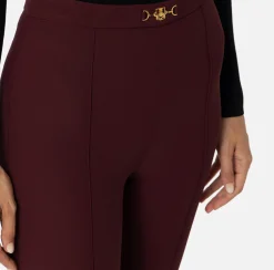 Pantalone palazzo in crêpe stretch con morsetto
