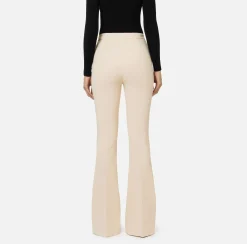 Pantalone palazzo in crêpe stretch con morsetto
