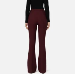 Pantalone palazzo in crêpe stretch con morsetto