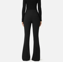 Pantalone palazzo in crêpe stretch con morsetto