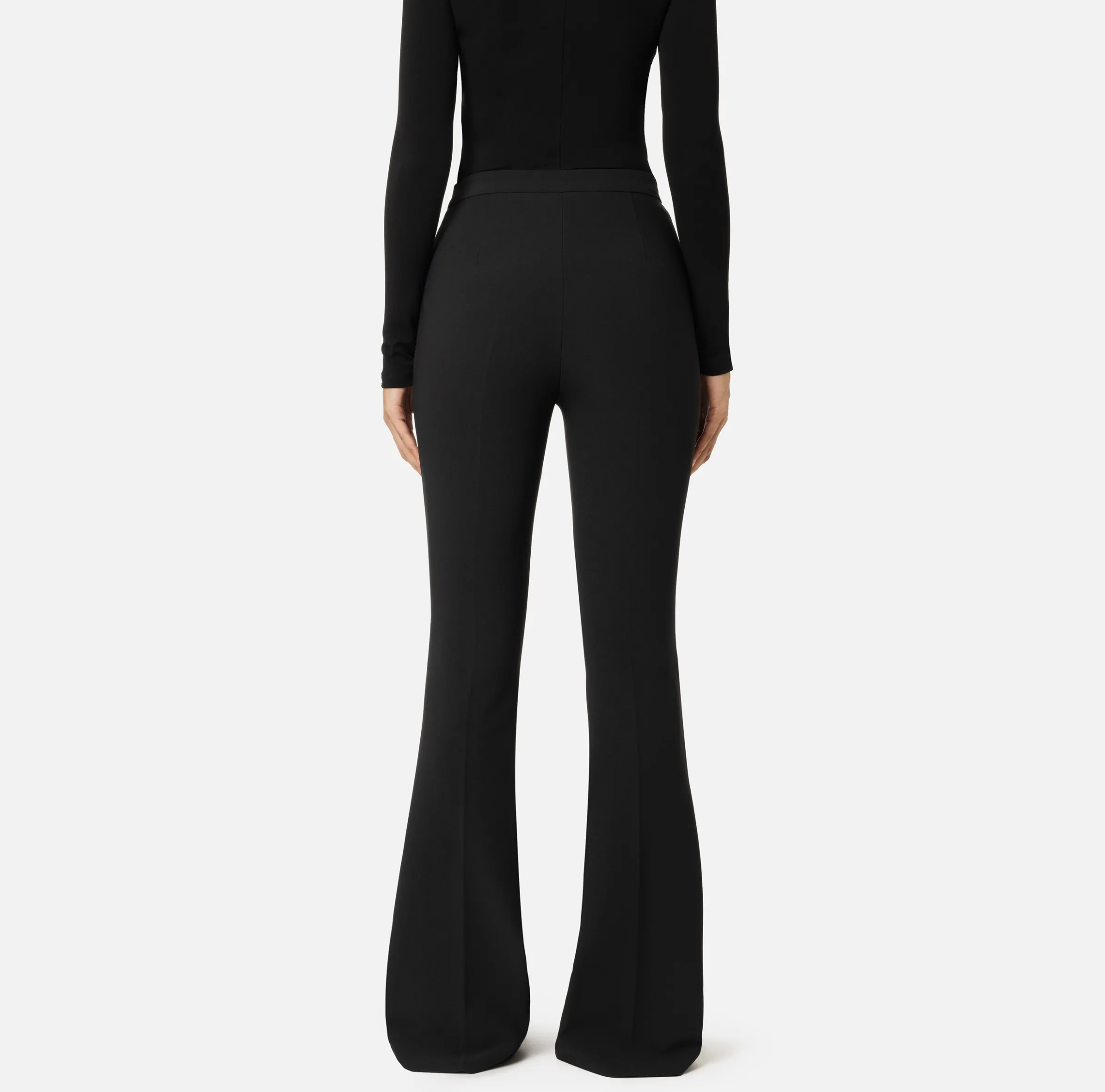 Pantalone palazzo in crêpe stretch con morsetto