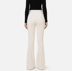 Pantalone palazzo in crêpe stretch con morsetto