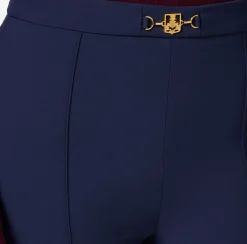 Pantalone palazzo in crêpe stretch con morsetto