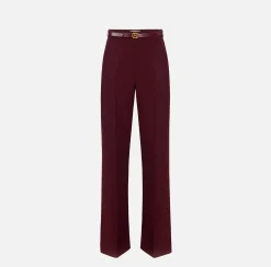 Pantalone palazzo in raso con cintura