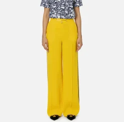 Pantalone palazzo in satin con morsetto