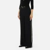 Pantalone palazzo in satin con morsetto