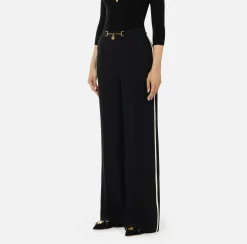 Pantalone palazzo in satin con morsetto