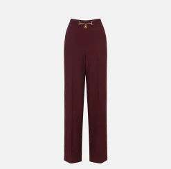 Pantalone palazzo in satin con morsetto