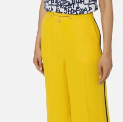 Pantalone palazzo in satin con morsetto