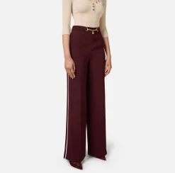 Pantalone palazzo in satin con morsetto