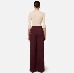 Pantalone palazzo in satin con morsetto