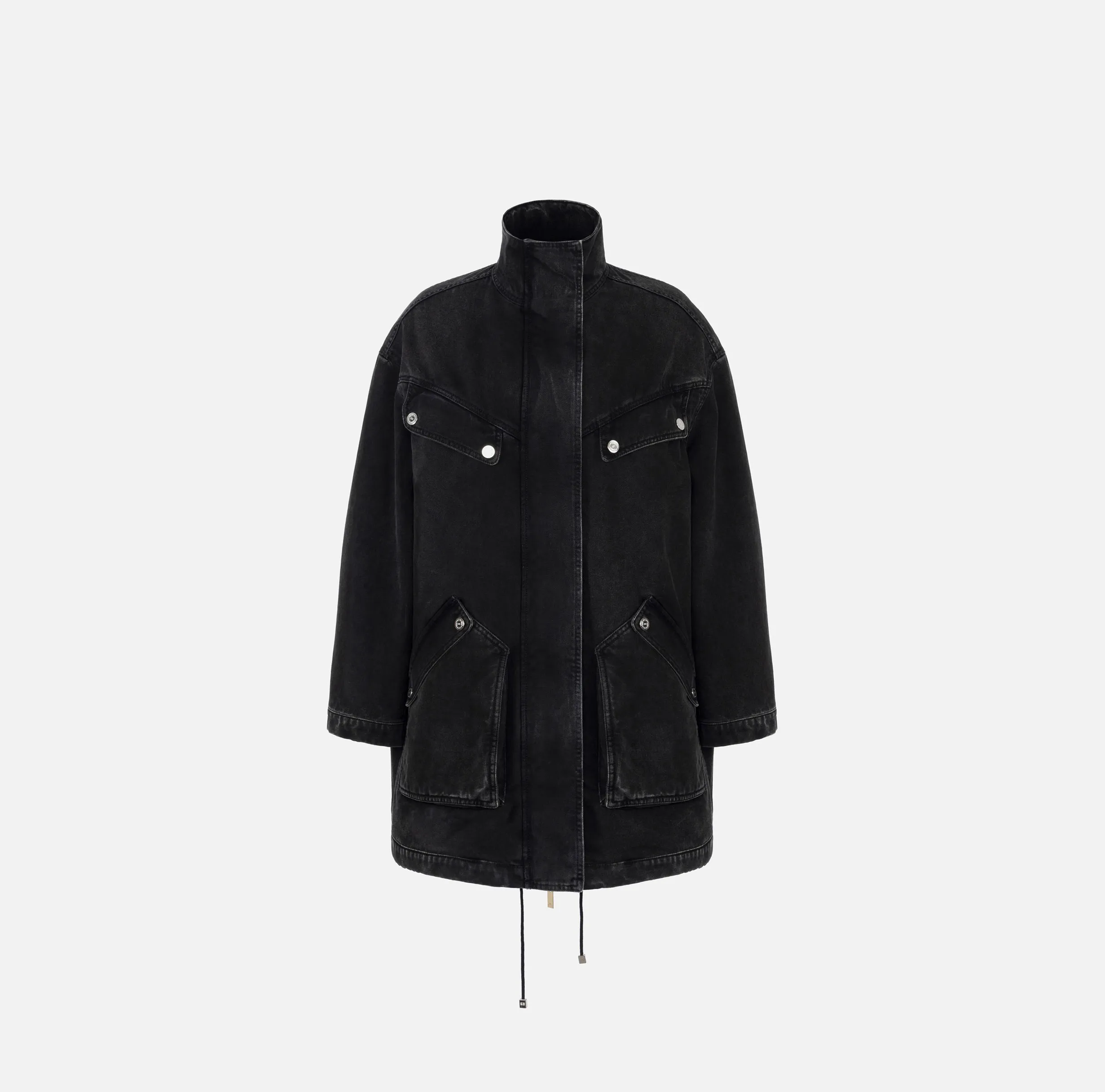 Parka over in denim con ecomontone
