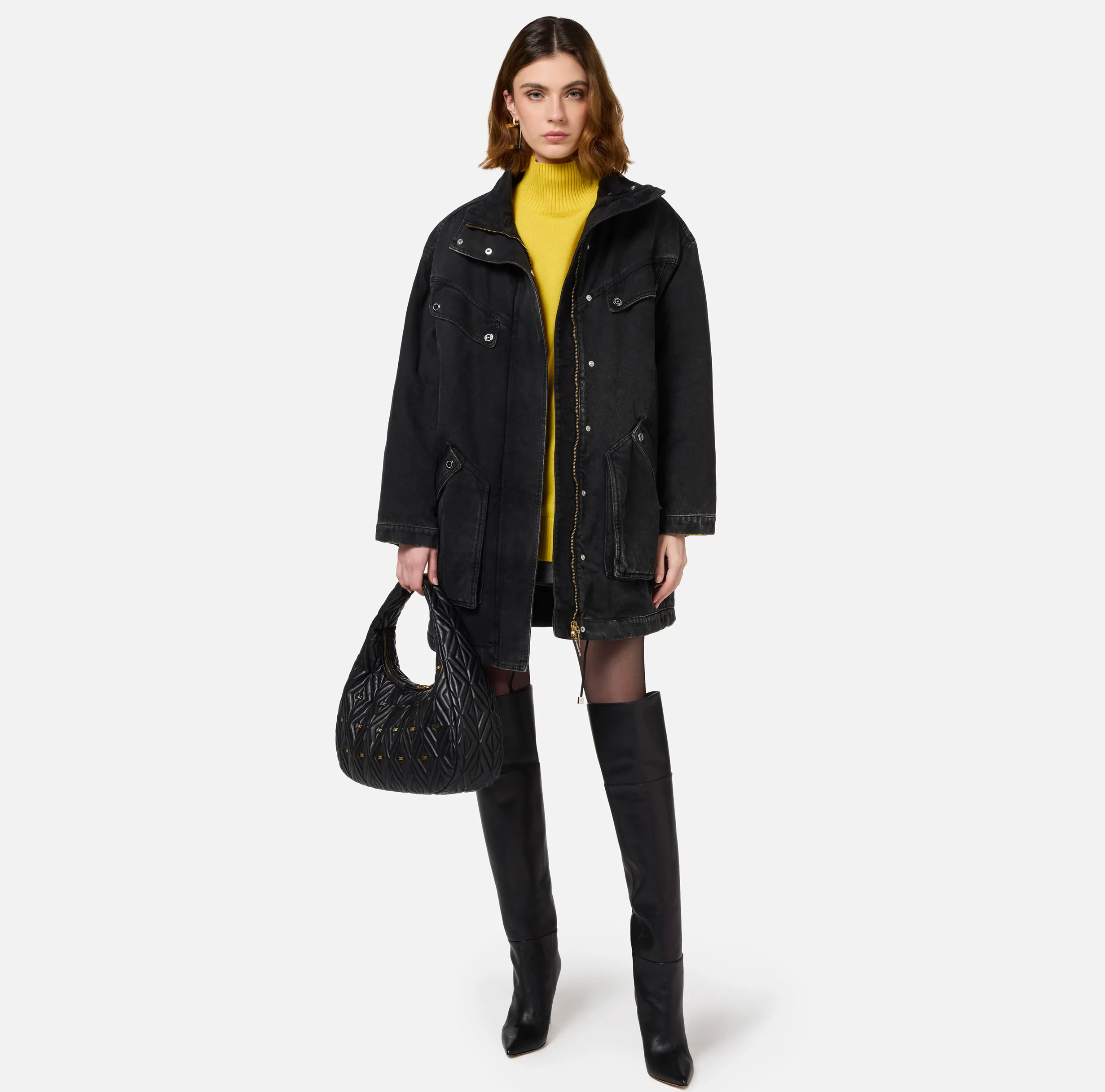 Parka over in denim con ecomontone