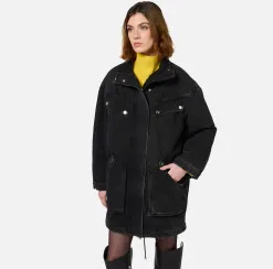 Parka over in denim con ecomontone