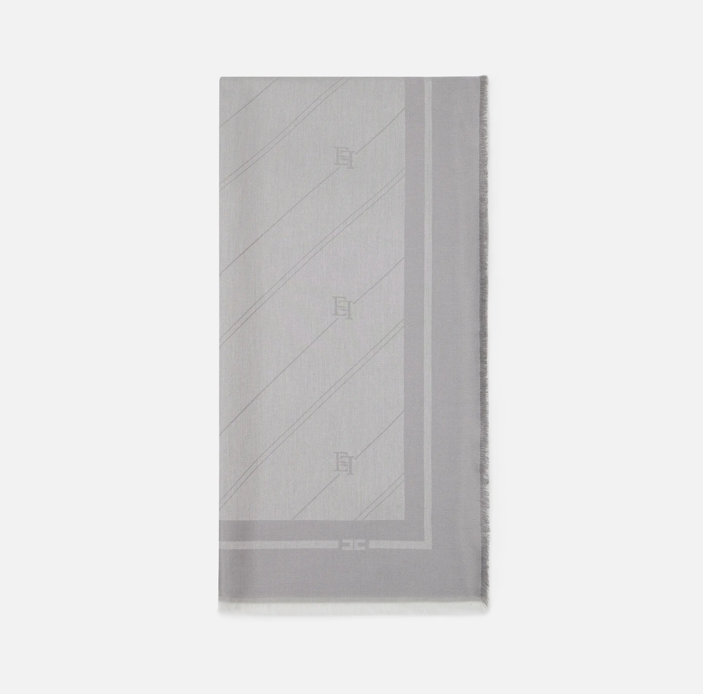 Pashmina in jacquard lurex con pattern righe diagonali e logo