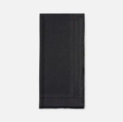Pashmina in jacquard lurex con pattern righe diagonali e logo
