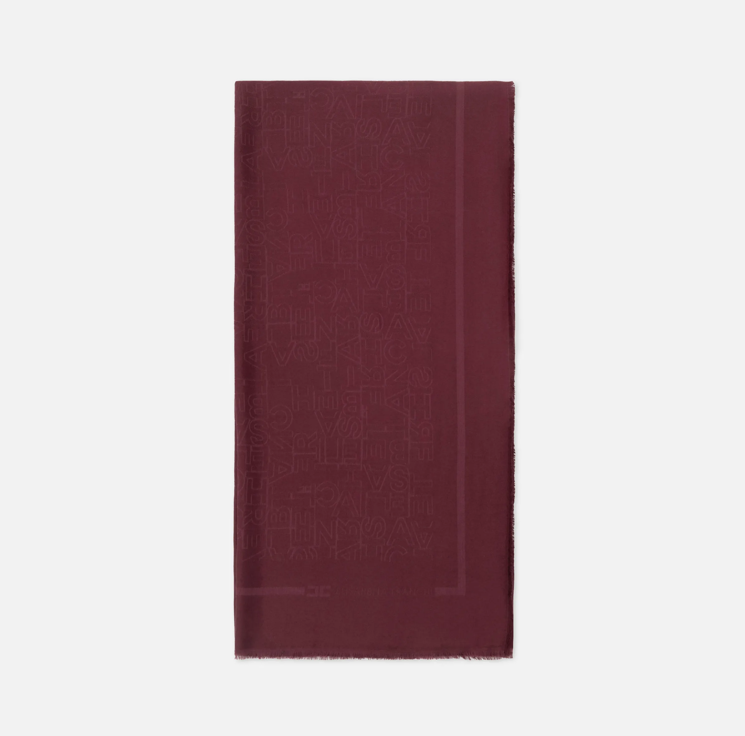 Pashmina quadrata in viscosa jacquard con lettering logo