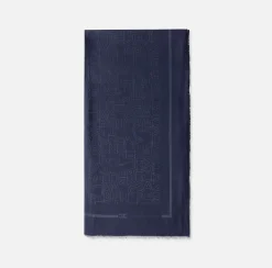 Pashmina quadrata in viscosa jacquard con lettering logo