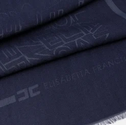 Pashmina quadrata in viscosa jacquard con lettering logo