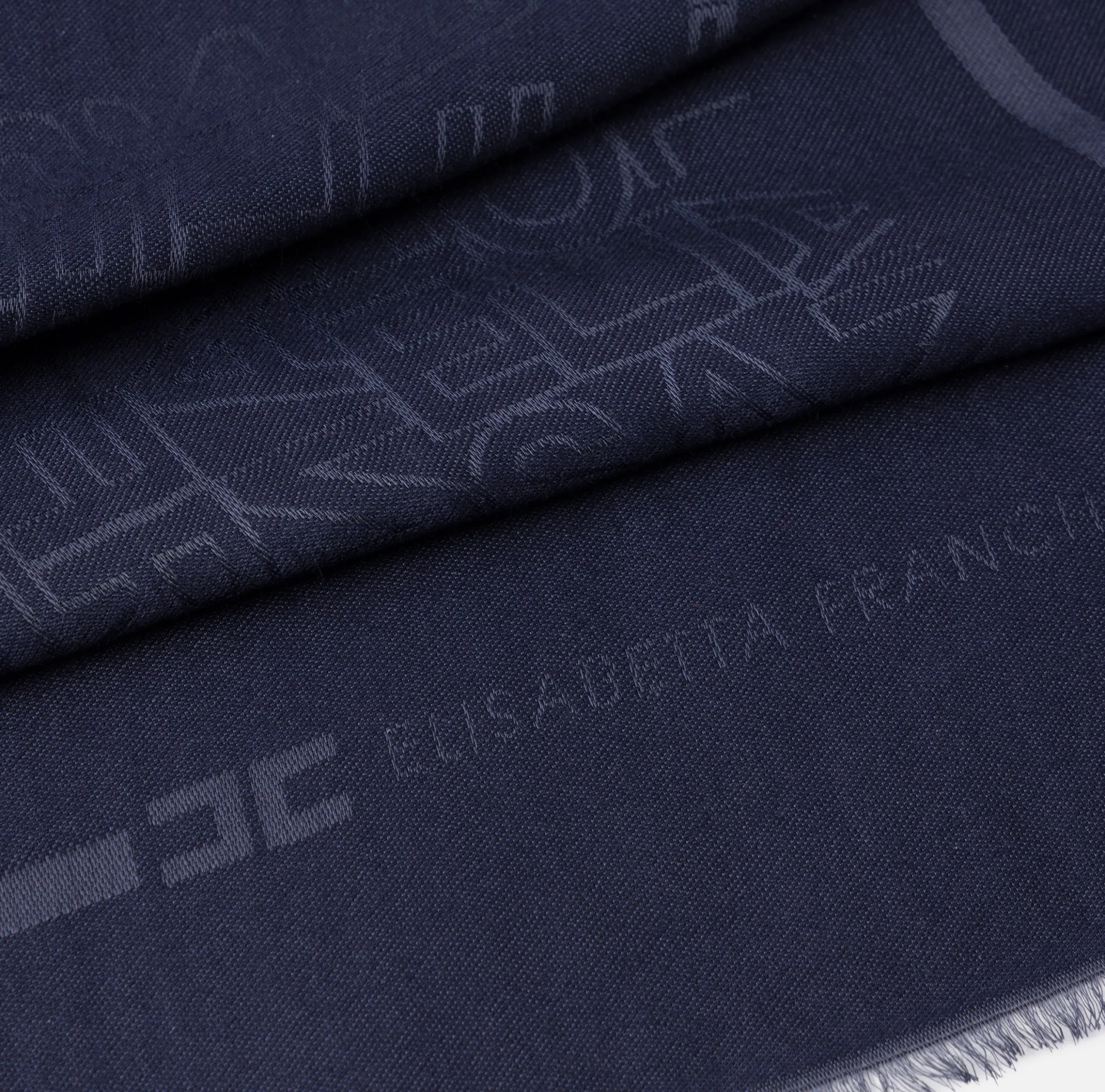 Pashmina quadrata in viscosa jacquard con lettering logo