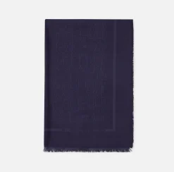 Pashmina rettangolare in viscosa jacquard con lettering logo