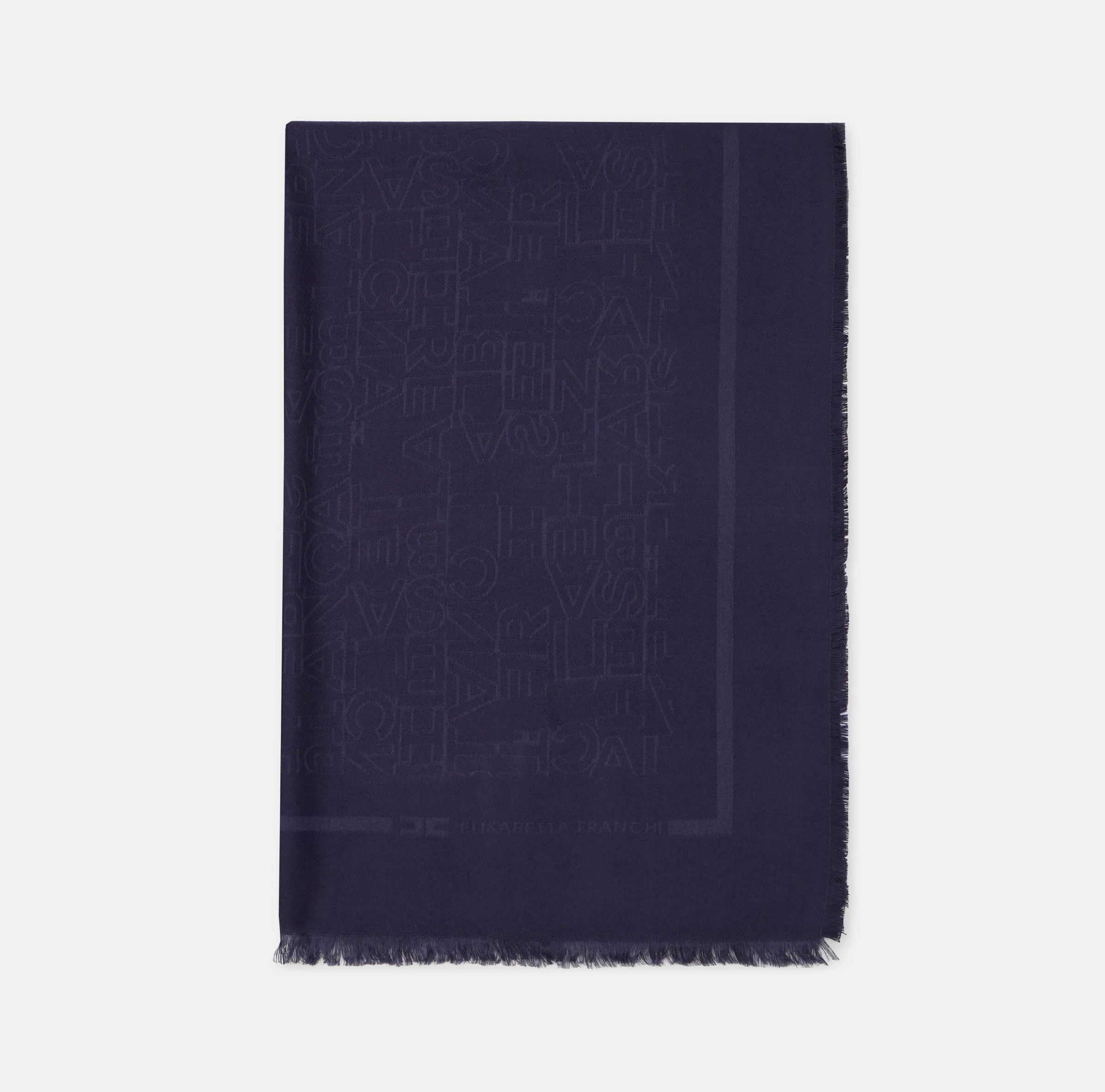 Pashmina rettangolare in viscosa jacquard con lettering logo