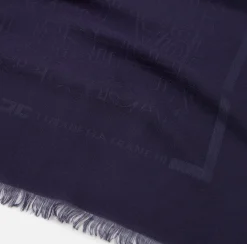 Pashmina rettangolare in viscosa jacquard con lettering logo