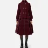 Piumino in nylon e panno con gonna a ruota