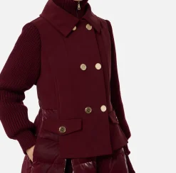 Piumino in nylon e panno con gonna a ruota
