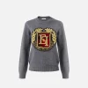 Pullover in lana con maxi patch