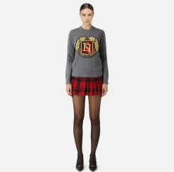 Pullover in lana con maxi patch