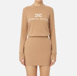 Pullover in misto cashmere con logo