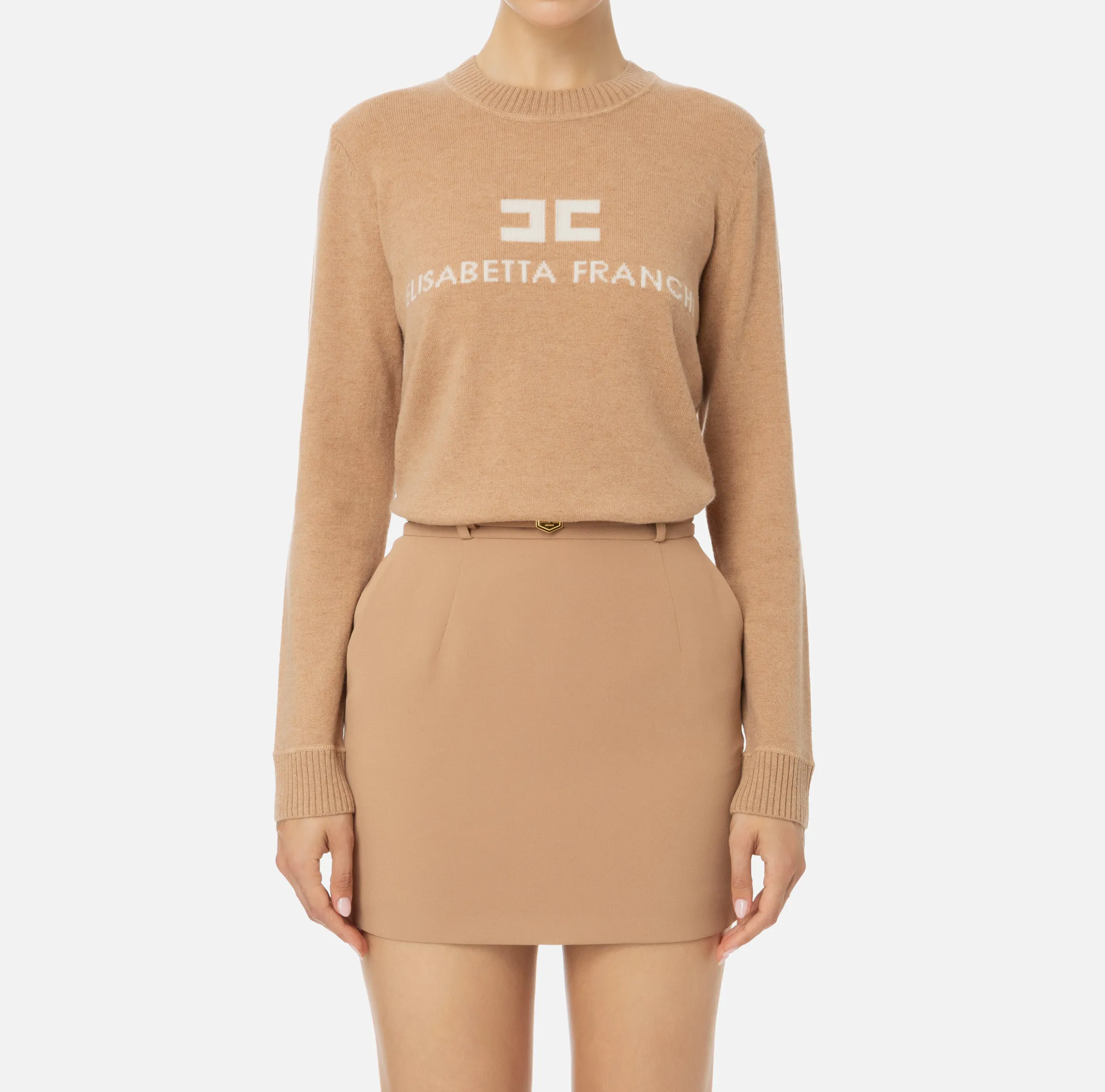 Pullover in misto cashmere con logo