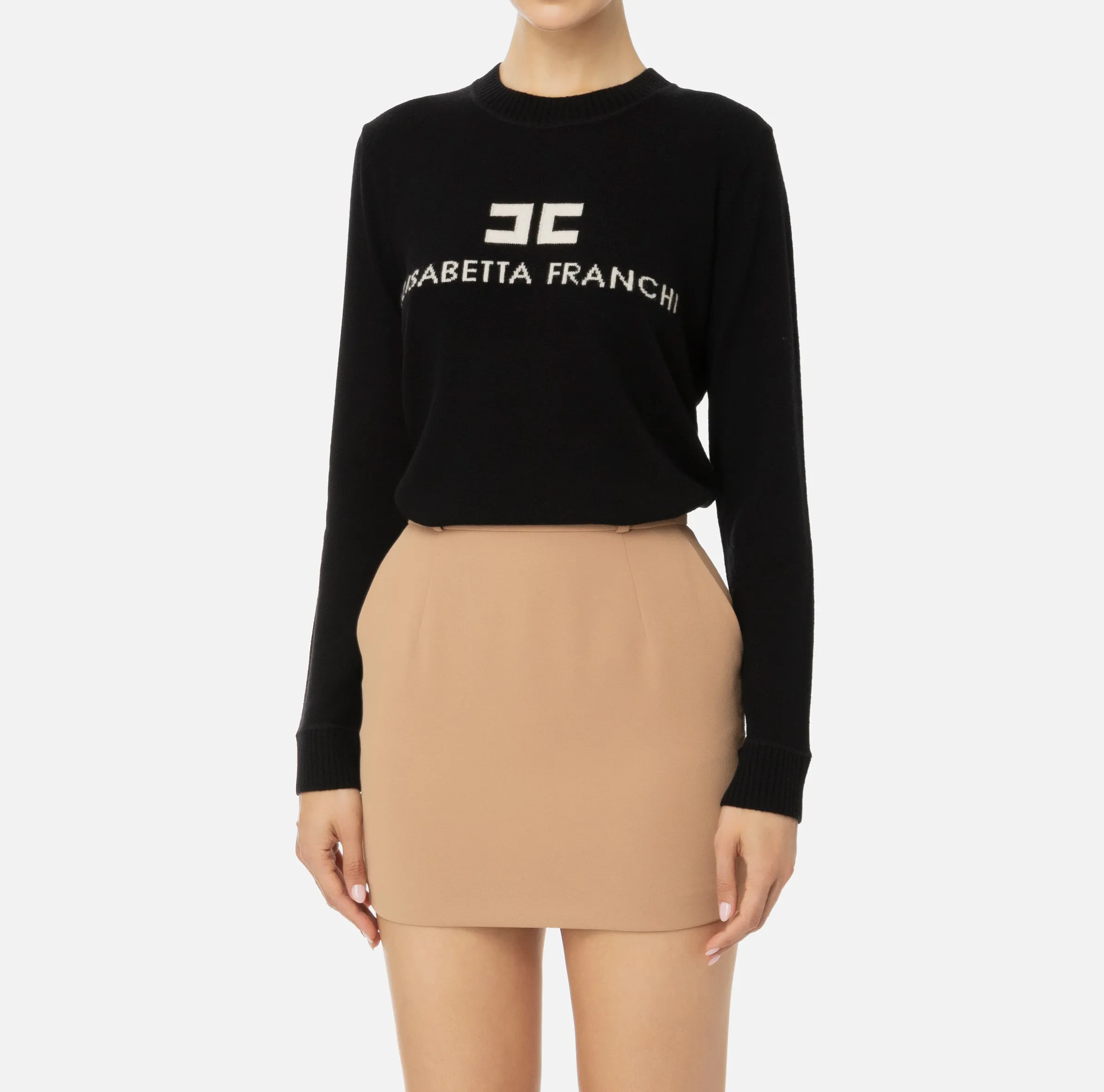 Pullover in misto cashmere con logo