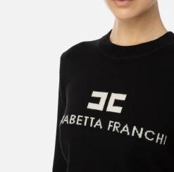 Pullover in misto cashmere con logo