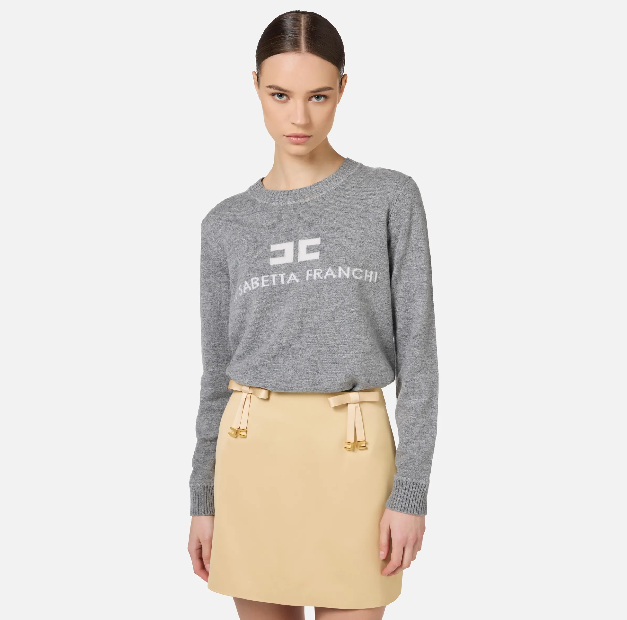 Pullover in misto cashmere con logo