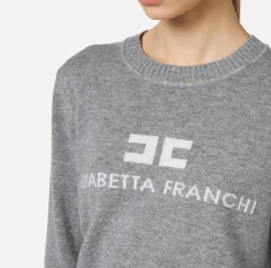 Pullover in misto cashmere con logo