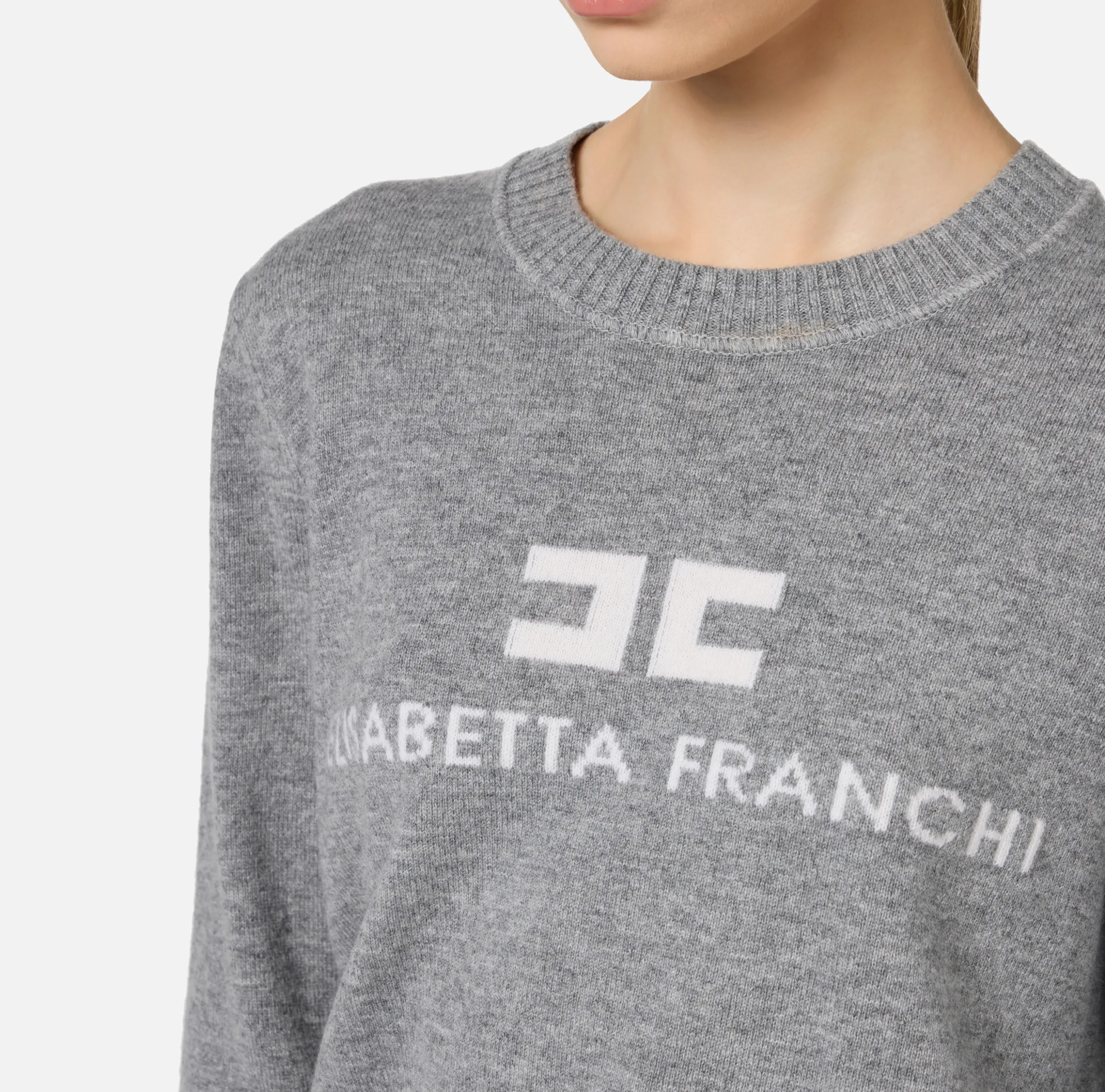 Pullover in misto cashmere con logo
