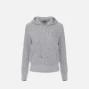 Pullover in viscosa mouliné con cappuccio e patch logo