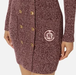 Robe manteau doppiopetto in lana mouliné con patch logo