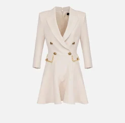 Robe manteau in crêpe con catena groumette