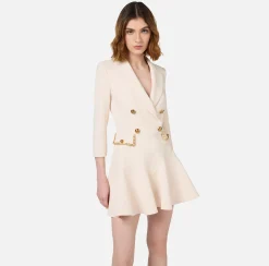 Robe manteau in crêpe con catena groumette