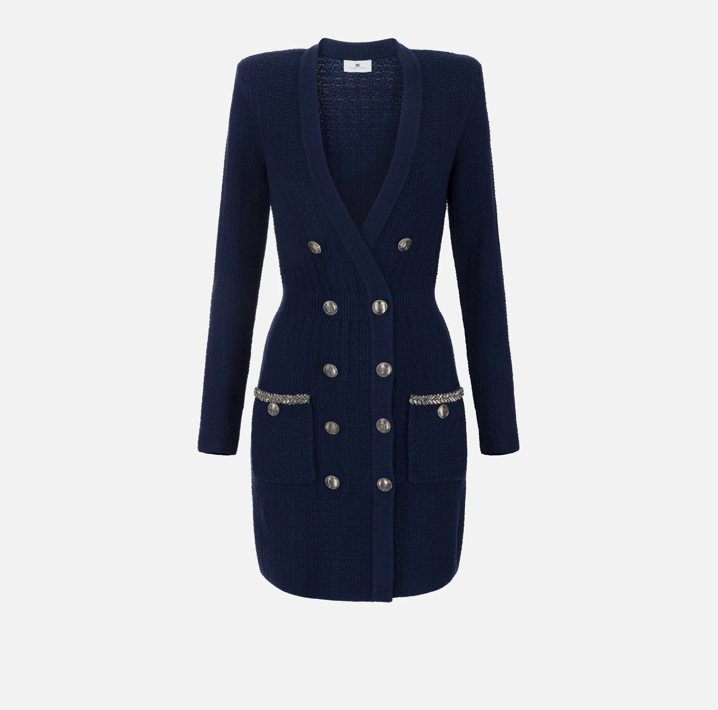 Robe manteau in lana bouclé con ricamo