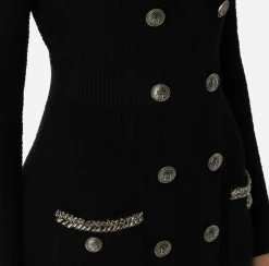 Robe manteau in lana bouclé con ricamo