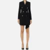 Robe-manteau doppiopetto in crêpe con ruche