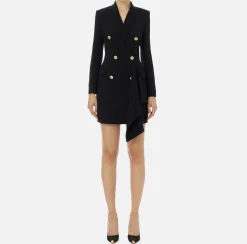 Robe-manteau doppiopetto in crêpe con ruche