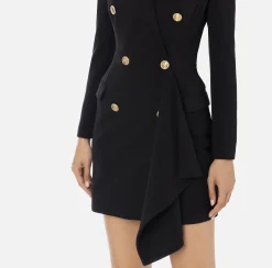 Robe-manteau doppiopetto in crêpe con ruche