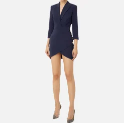 Robe-manteau in crêpe con bottoni al fianco